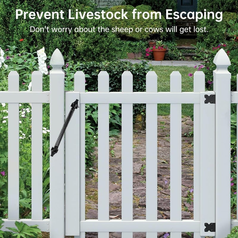 Adjustable 14-Inch Metal Spring Gate Closer, Automatic Closure for Wooden Gates, Spring Mechanism for Garden Fences - Image 2