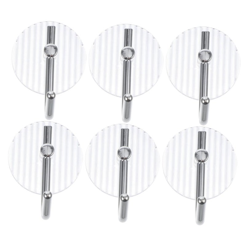 6 Pack Clear Acrylic Wall Hooks For Towels Coats Bathroom Kitchen Entryway Easy Installation - Image 2