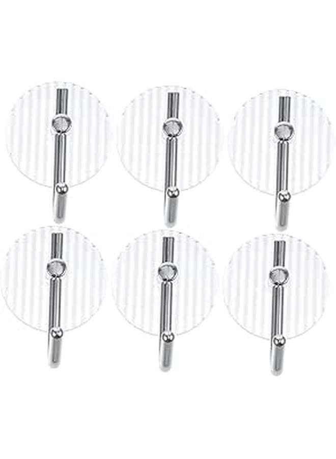 6 Pack Clear Acrylic Wall Hooks For Towels Coats Bathroom Kitchen Entryway Easy Installation - Image 1