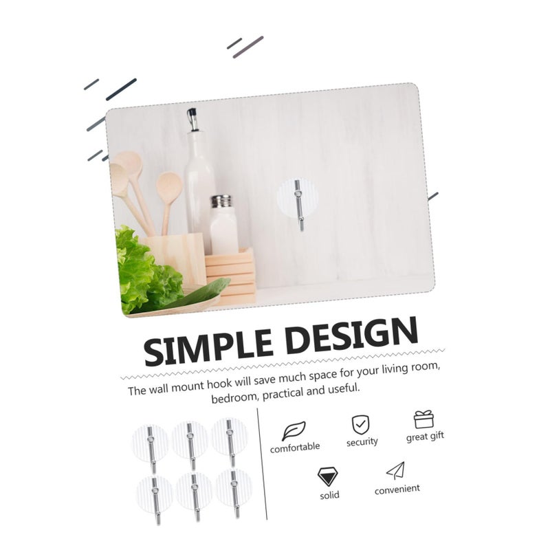 6 Pack Clear Acrylic Wall Hooks For Towels Coats Bathroom Kitchen Entryway Easy Installation - Image 4