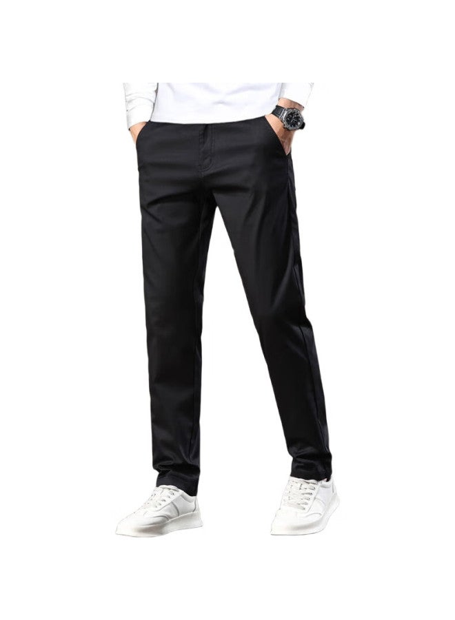 ROMON Casual Pants For Men, Loose Fit, Spring Straight-Leg Trousers, Versatile Business Pants For Men, Black, Size 32 - Image 1