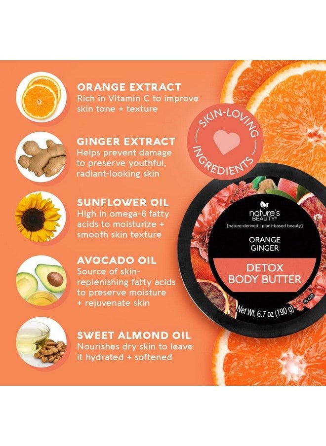 Nature's Beauty - Orange Ginger Detox Body Butter Multipack Luxury Rich Moisturizer Purify + Reset + Soothe Your Skin Made W/Vitamin C Sunflower + Almond + Avocado Oils 6.7 Oz (2 Pack) - Image 1