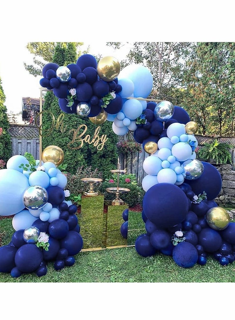 Balloon Arch Kit, 146 PCS Blue Balloons Macaron Blue Balloon Garland Kit, Gold and Sliver Balloon Arch Party Balloons Latex Balloons for Baby Shower Decorations Wedding Decorations Party Birthday