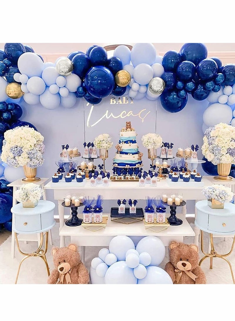 Balloon Arch Kit, 146 PCS Blue Balloons Macaron Blue Balloon Garland Kit, Gold and Sliver Balloon Arch Party Balloons Latex Balloons for Baby Shower Decorations Wedding Decorations Party Birthday