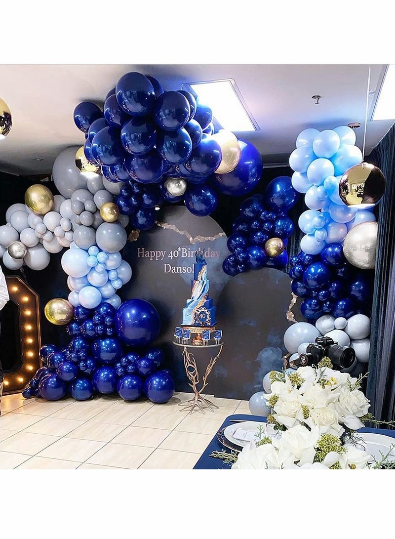 Balloon Arch Kit, 146 PCS Blue Balloons Macaron Blue Balloon Garland Kit, Gold and Sliver Balloon Arch Party Balloons Latex Balloons for Baby Shower Decorations Wedding Decorations Party Birthday