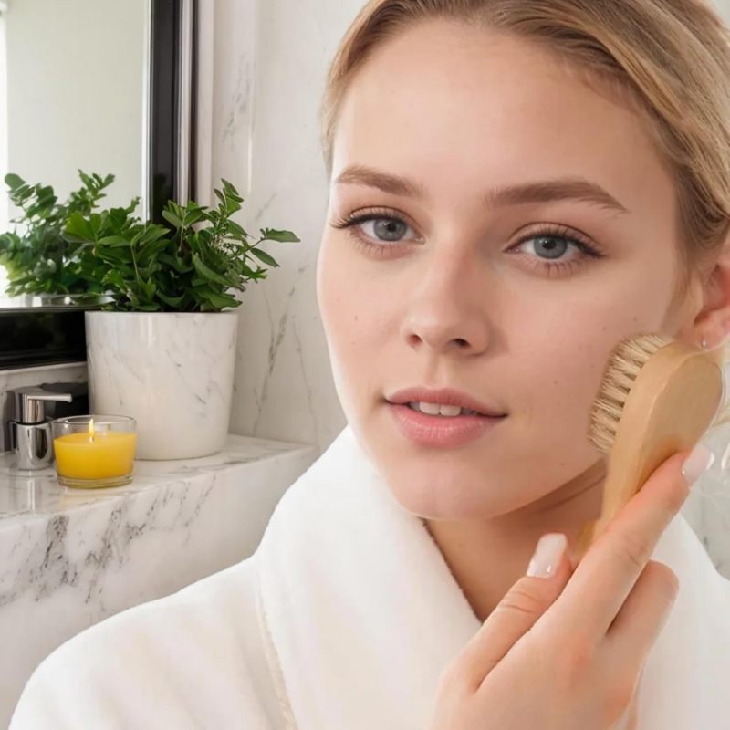 Dry Body Brush Set - Boar Bristle & Wooden Handle Exfoliating Body Brush for Dry Brushing, Skin Exfoliation at Home - Image 4