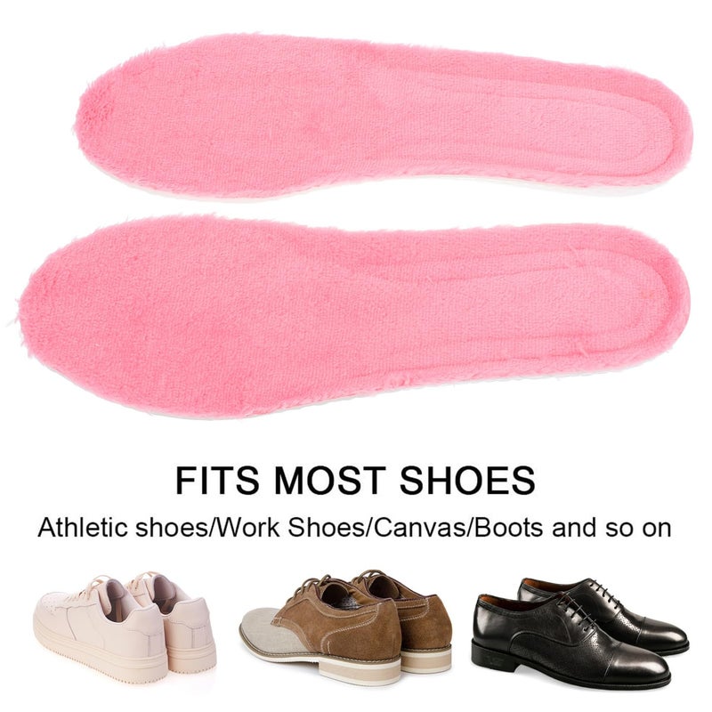 Thick Plush Thermal Winter Insoles For Women Men Self Heating Warm Shoe Cushions Pink Size 35 36 - Image 5