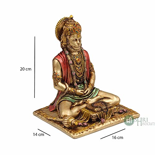 INDICAST Cold Cast Resin Hanuman Ji Showpiece Antique Decor Bajrangbali Statue Idols (8 Inches, Metal Finish) - Image 4