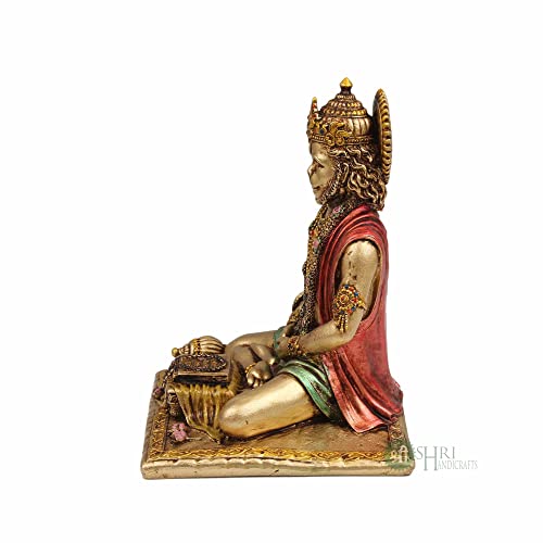 INDICAST Cold Cast Resin Hanuman Ji Showpiece Antique Decor Bajrangbali Statue Idols (8 Inches, Metal Finish) - Image 3