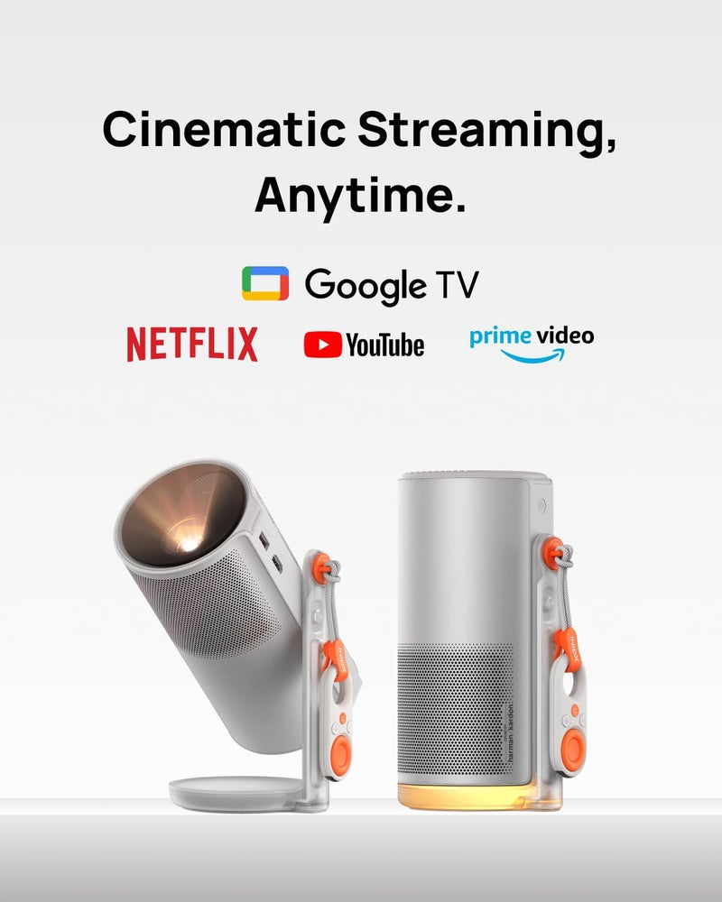 XGIMI MoGo 4 2025 NEW Portable Projector, Google TV with Licensed Netflix, 360° Adjustable Stand, 2.5 Hours of Playtime, 2 x 6W Harman Kardon, Outdoor Projector, Wifi, Bluetooth, Include Sunset Filter - Image 2