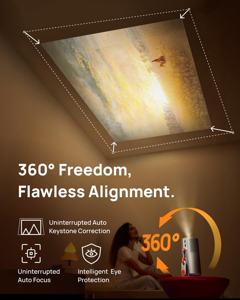 XGIMI MoGo 4 2025 NEW Portable Projector, Google TV with Licensed Netflix, 360° Adjustable Stand, 2.5 Hours of Playtime, 2 x 6W Harman Kardon, Outdoor Projector, Wifi, Bluetooth, Include Sunset Filter - Image 5