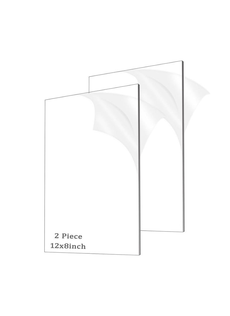 ADTDA ADTDA 2 Pieces 18 Thick 3mm Acrylic SheetsClear Cast Plexiglass 8 x 12 with Protective Paper for Signs DIY Display ProjectsCraftPhoto Frames  - Image 1