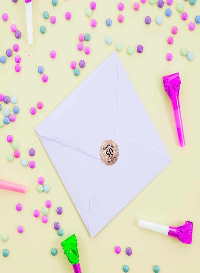 Andaz Press Glitzy Faux Rose Gold Glitter Milestone Chocolate Drop Labels, Cheers to 50 Years, 50th Birthday or Anniversary, 240-Pack, Not Real Glitter, Kisses Party Colored Decorations - Image 4