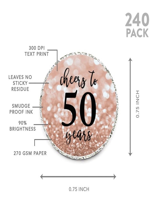 Andaz Press Glitzy Faux Rose Gold Glitter Milestone Chocolate Drop Labels, Cheers to 50 Years, 50th Birthday or Anniversary, 240-Pack, Not Real Glitter, Kisses Party Colored Decorations - Image 5