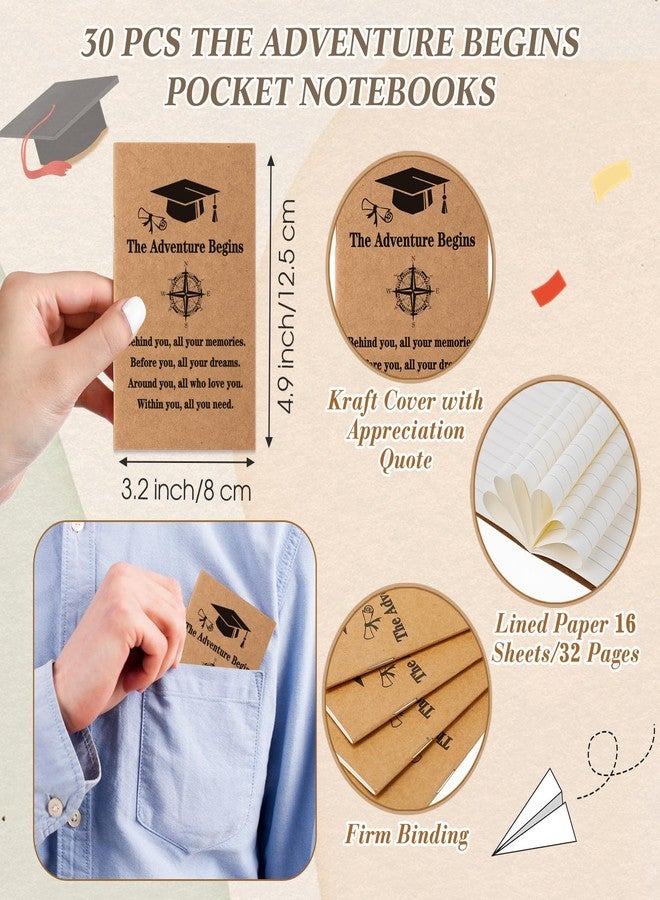 Resurhang 90 Pcs Class of 2026 Graduation Gifts Bulk Inspirational Pocket Kraft Notebooks and Ballpoint Pens with Wooden Keychains for Senior 2026 College Students - Image 2