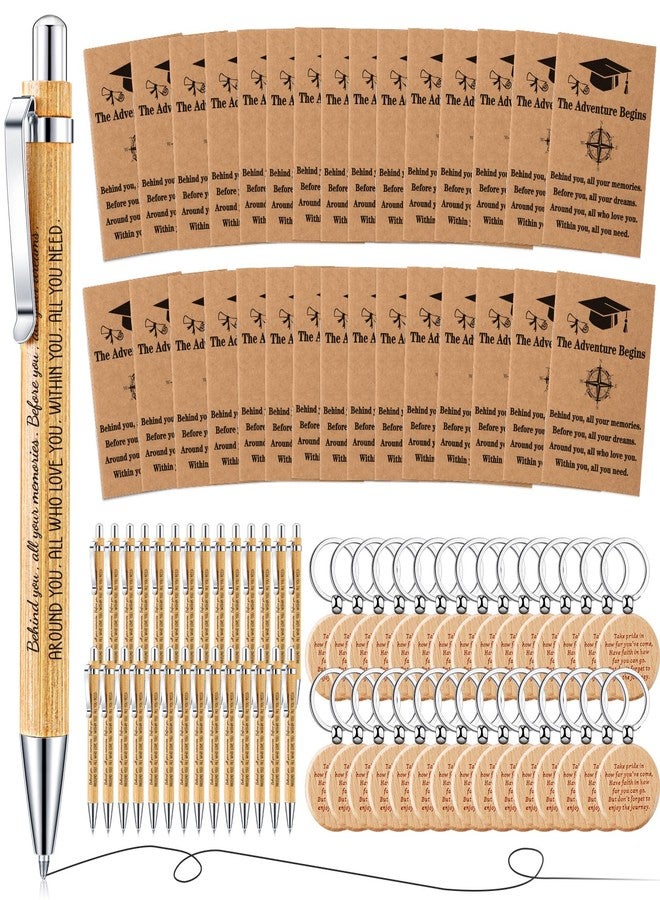 Resurhang 90 Pcs Class of 2026 Graduation Gifts Bulk Inspirational Pocket Kraft Notebooks and Ballpoint Pens with Wooden Keychains for Senior 2026 College Students - Image 1