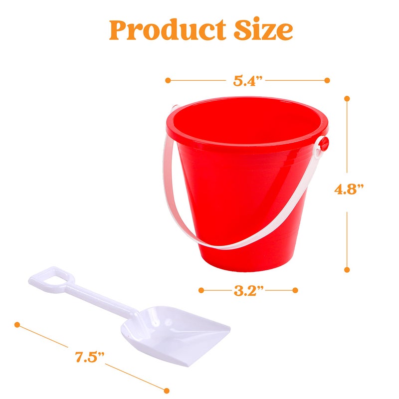 Sloosh 12 Sets Sand Buckets with Shovels for Kids Beach Pails Toys Party Favors Pail Set Plastic Bucket with Handles - Image 4