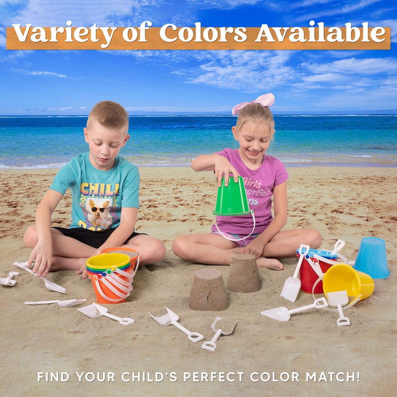 Sloosh 12 Sets Sand Buckets with Shovels for Kids Beach Pails Toys Party Favors Pail Set Plastic Bucket with Handles - Image 2