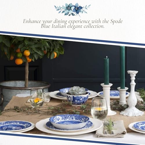 Spode Blue Italian 10.5-Inch Porcelain Dinner Plates - Set of 4 Classic Round Dishes with Eastern-Inspired Border - Elegant Blue & White Tableware Gift for Everyday Meals & Hosting - Image 5