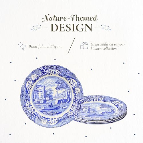 Spode Blue Italian 10.5-Inch Porcelain Dinner Plates - Set of 4 Classic Round Dishes with Eastern-Inspired Border - Elegant Blue & White Tableware Gift for Everyday Meals & Hosting - Image 3
