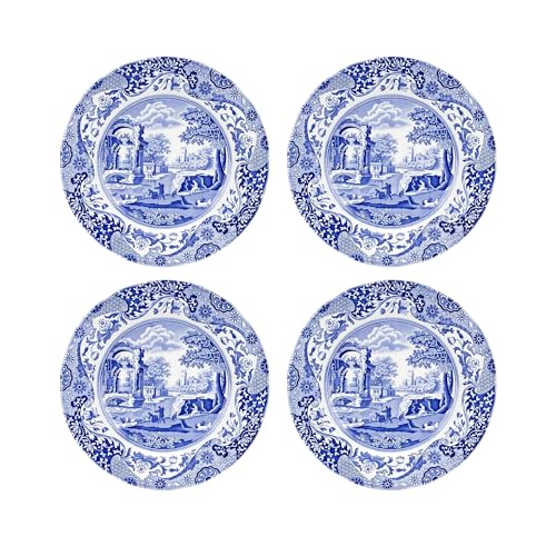 Spode Blue Italian 10.5-Inch Porcelain Dinner Plates - Set of 4 Classic Round Dishes with Eastern-Inspired Border - Elegant Blue & White Tableware Gift for Everyday Meals & Hosting - Image 1