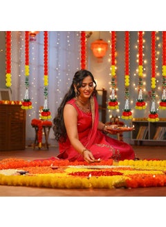 HASTHIP HASTHIP® Diwali Flower Hanging for Home Decoration, Marigold Garland Door Toran for Main Entrance Door, Hanging Bandarwal for Home Door, Flower Hangings for Doorway Home Decor, Max 77.2 Inches  - Image 3