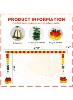 HASTHIP HASTHIP® Diwali Flower Hanging for Home Decoration, Marigold Garland Door Toran for Main Entrance Door, Hanging Bandarwal for Home Door, Flower Hangings for Doorway Home Decor, Max 77.2 Inches  - Image 2