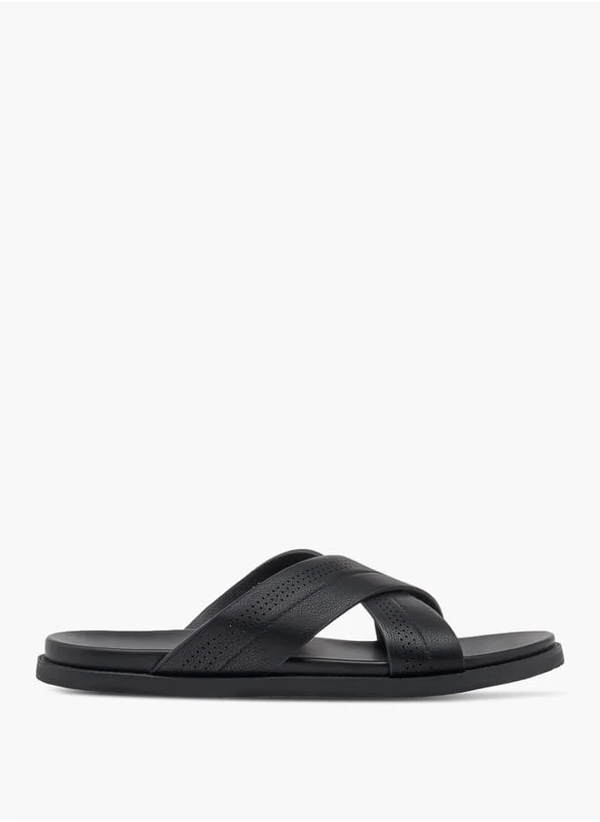 لو كونفورت Men's Cross Strap Slip-On Sandals