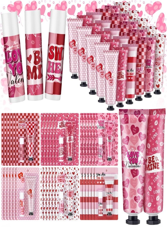 Loopeer 36 Sets Valentine's Day Hand Cream Lip Balm Gifts Bulk Galentine's Day Gift Valentine Party Favor Moisturizing Heart Hand Lotion Bulk Mini Dry Cracked Care Cream for Women Teacher Coworker - Image 1