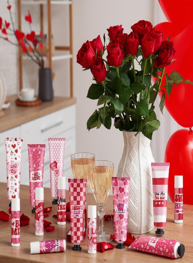 Loopeer 36 Sets Valentine's Day Hand Cream Lip Balm Gifts Bulk Galentine's Day Gift Valentine Party Favor Moisturizing Heart Hand Lotion Bulk Mini Dry Cracked Care Cream for Women Teacher Coworker - Image 5
