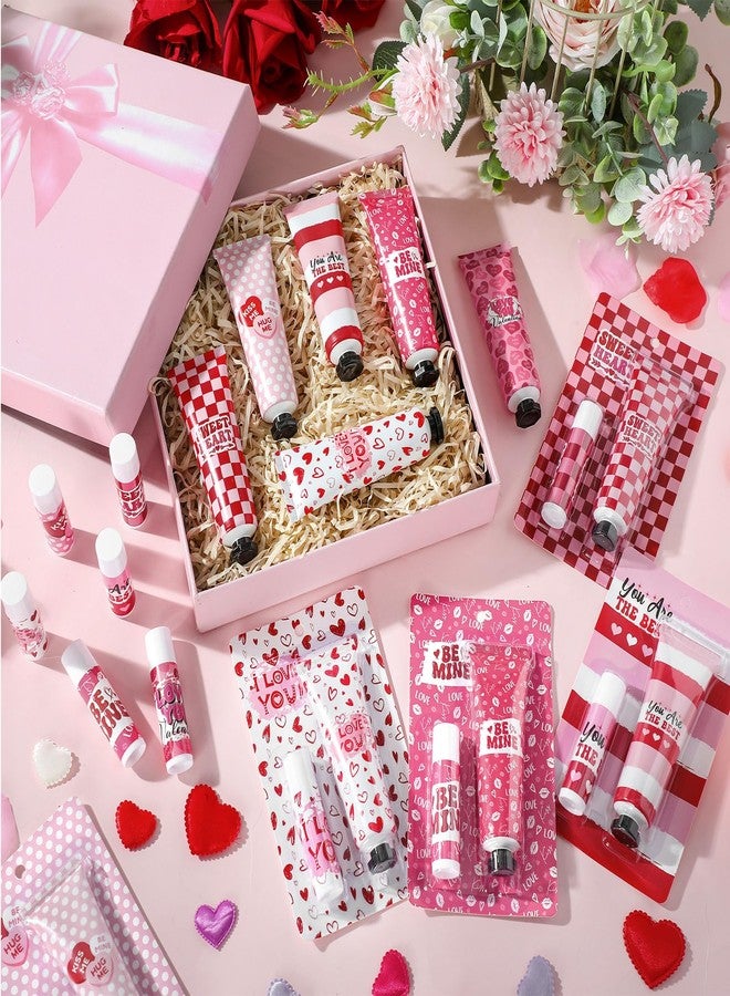 Loopeer 36 Sets Valentine's Day Hand Cream Lip Balm Gifts Bulk Galentine's Day Gift Valentine Party Favor Moisturizing Heart Hand Lotion Bulk Mini Dry Cracked Care Cream for Women Teacher Coworker - Image 3