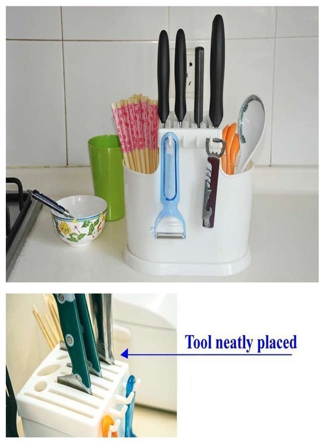 Flipco Self Organizer Spoon Spatula Chopsticks Kitchen Cutlery Holder Kitchen Draining Rack Storage Tools, Standard(Multicolour) - Image 5