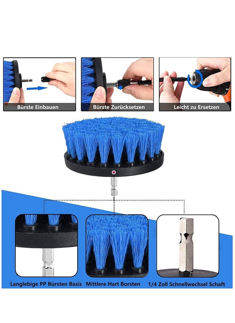 BONAI - Drill Brush Attachment Set 6Pcs Power Scrubber Electric Drill Cleaning Brush Kit with Extend Long Attachment Microfiber Towel Blue - Image 1