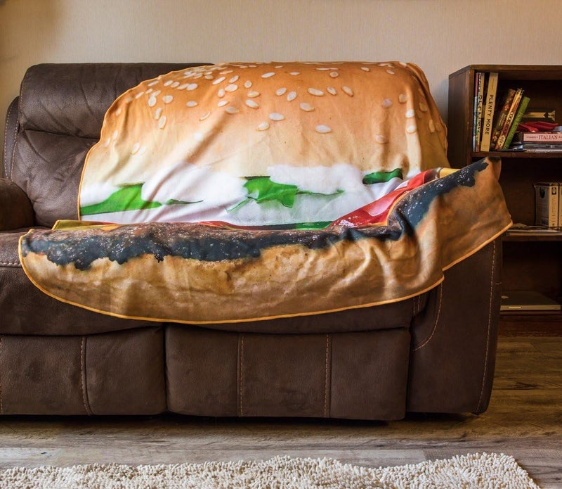 Calhoun UltraRealistic Lightweight Novelty Decorative Throw Food Blanket Hamburger - Image 2