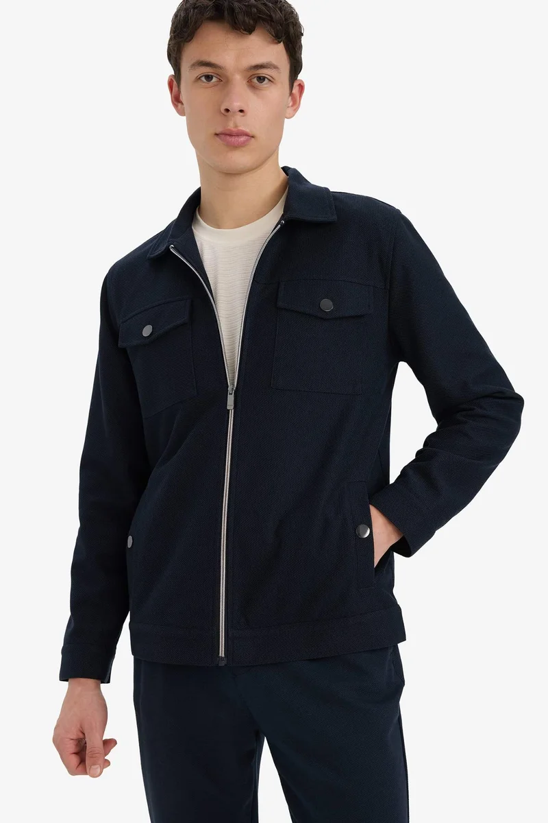 Defacto  Slim Fit Polo Zippered Jacket for Men | Best Price UAE