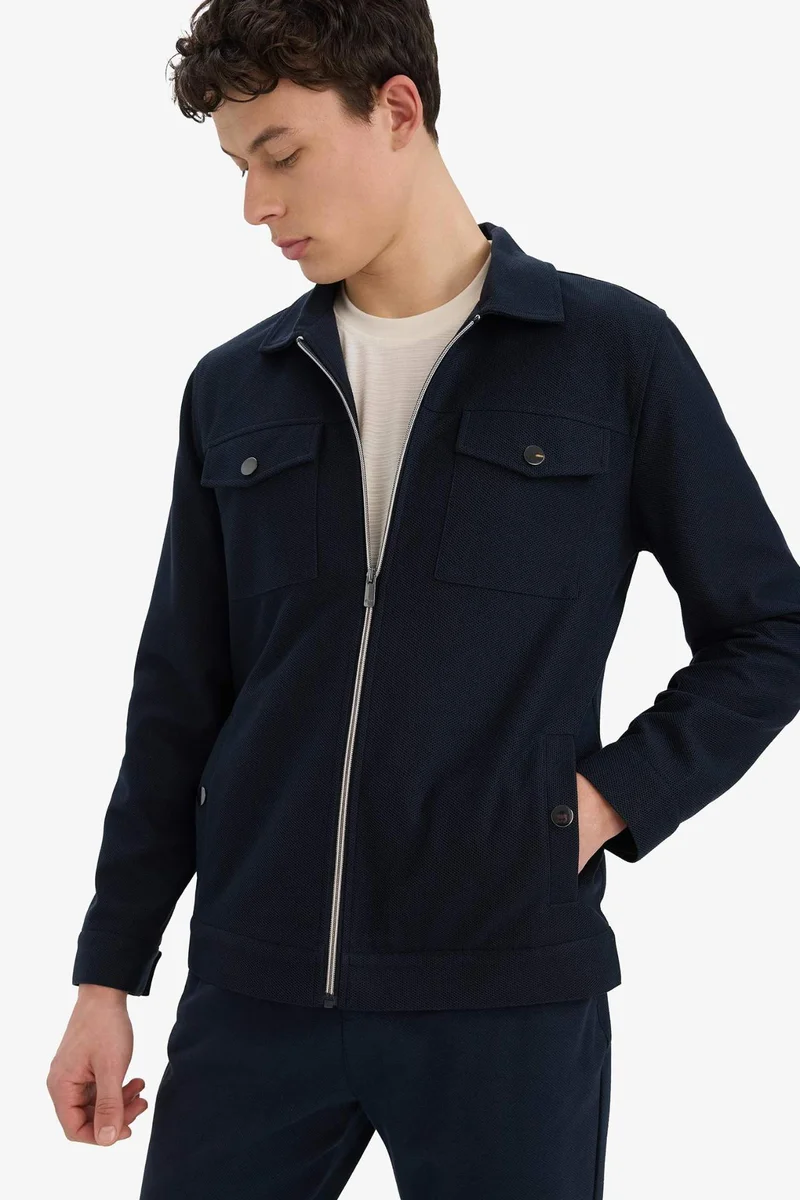 ديفاكتو Slim Fit Polo Zippered Jacket