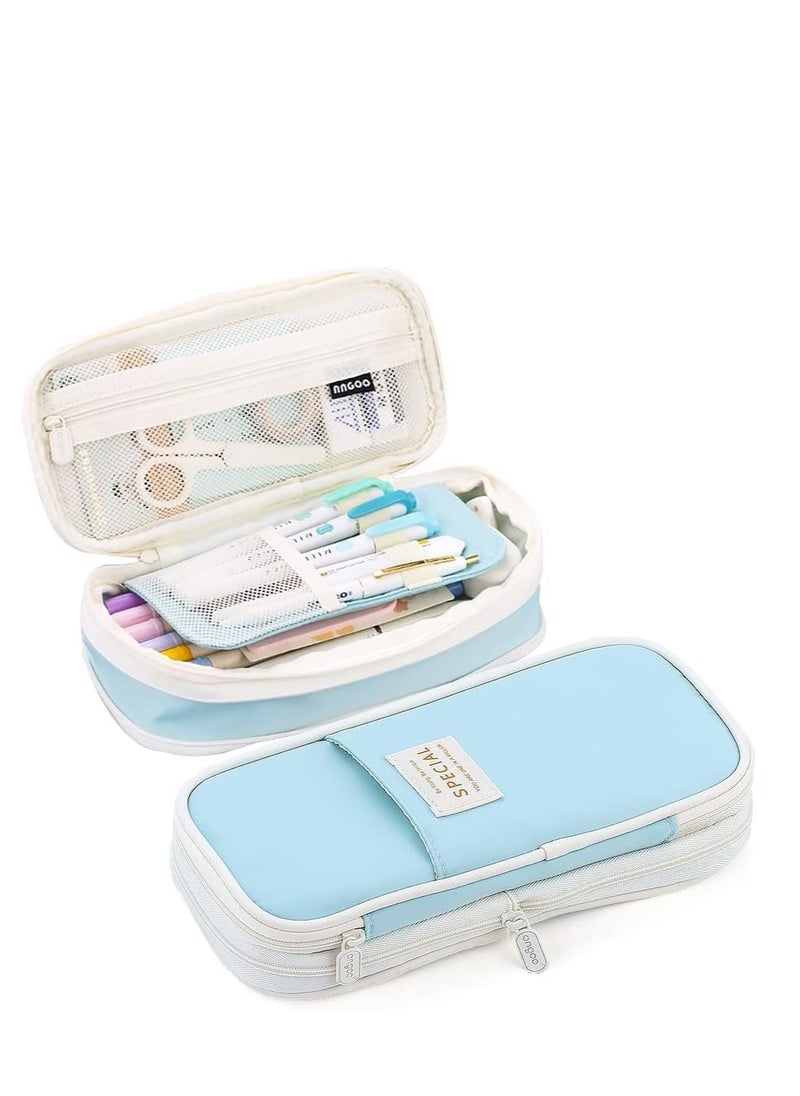 TRASSLE Big Capacity Pencil Pen Case Bag with Zipper Office College School Storage Large Capacity Bag Pouch Holder Box Organizer Colorful  - Image 3