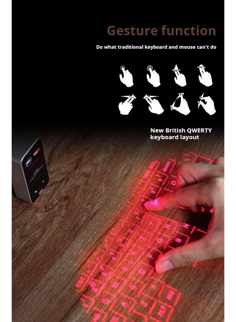 Bluetooth Laser Keyboard Wireless Virtual Projection Keyboard Portable for IOS Android Smart Phone Pad Tablet PC Notebook (Black) - Image 2