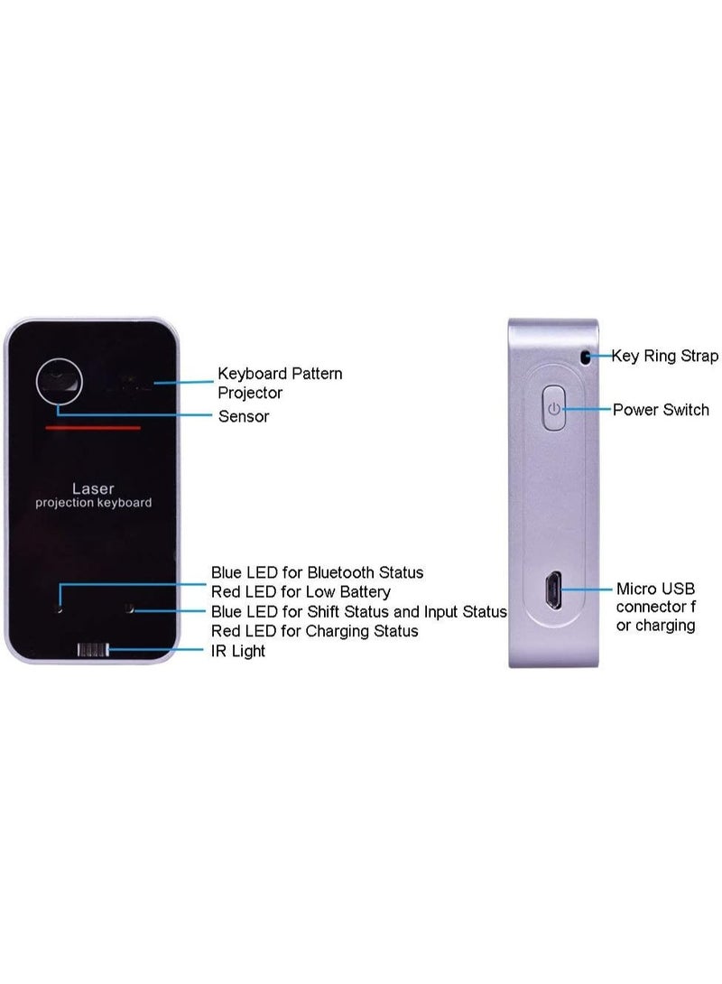 Bluetooth Laser Keyboard Wireless Virtual Projection Keyboard Portable for IOS Android Smart Phone Pad Tablet PC Notebook (Black) - Image 4