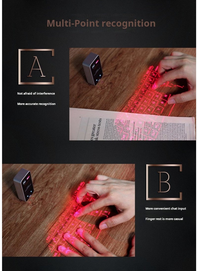 Bluetooth Laser Keyboard Wireless Virtual Projection Keyboard Portable for IOS Android Smart Phone Pad Tablet PC Notebook (Black) - Image 3