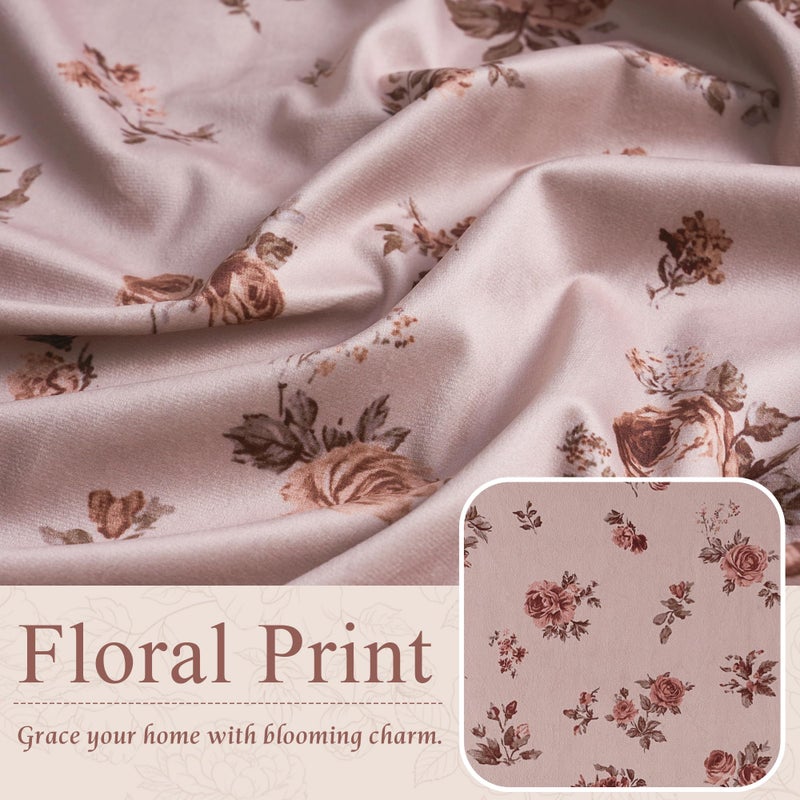 StangH Dusty Rose Pink Floral Curtains 84 inch, Printed Velvet Drapes with Romantic Rose Pattern French Country Home Decor for Girls Room Living Room, W52 x L84, 2 Panels - Image 4
