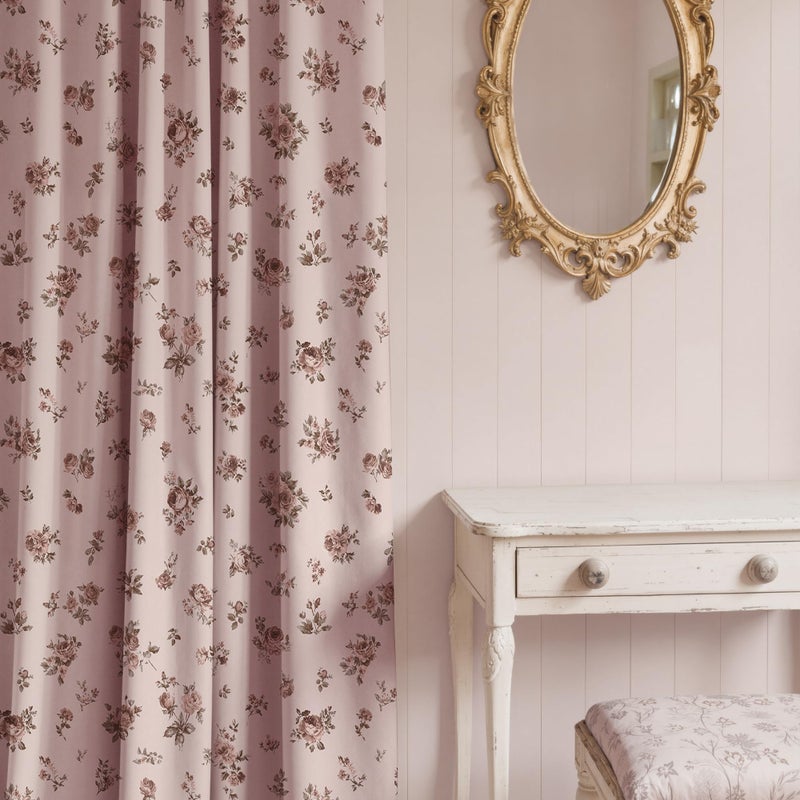 StangH Dusty Rose Pink Floral Curtains 84 inch, Printed Velvet Drapes with Romantic Rose Pattern French Country Home Decor for Girls Room Living Room, W52 x L84, 2 Panels - Image 2