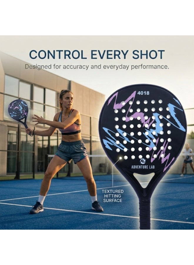 Adventure Lab Carbon Fiber Padel Racquet with EVA Memory Foam Core & Grit Face | Lightweight Professional Paddle Tennis Racket for Men & Women | Includes Carry Bag | High Control & Power Performance - Image 4