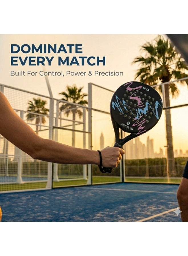 Adventure Lab Carbon Fiber Padel Racquet with EVA Memory Foam Core & Grit Face | Lightweight Professional Paddle Tennis Racket for Men & Women | Includes Carry Bag | High Control & Power Performance - Image 2
