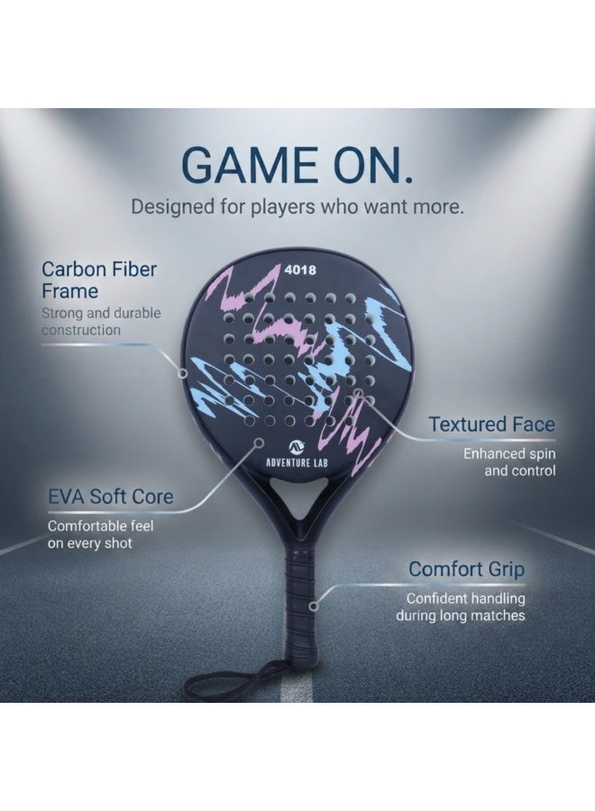 Adventure Lab Carbon Fiber Padel Racquet with EVA Memory Foam Core & Grit Face | Lightweight Professional Paddle Tennis Racket for Men & Women | Includes Carry Bag | High Control & Power Performance - Image 5