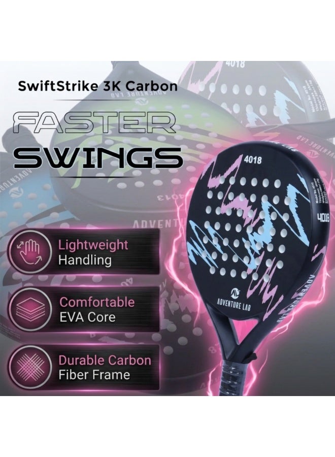 Adventure Lab Carbon Fiber Padel Racquet with EVA Memory Foam Core & Grit Face | Lightweight Professional Paddle Tennis Racket for Men & Women | Includes Carry Bag | High Control & Power Performance - Image 3