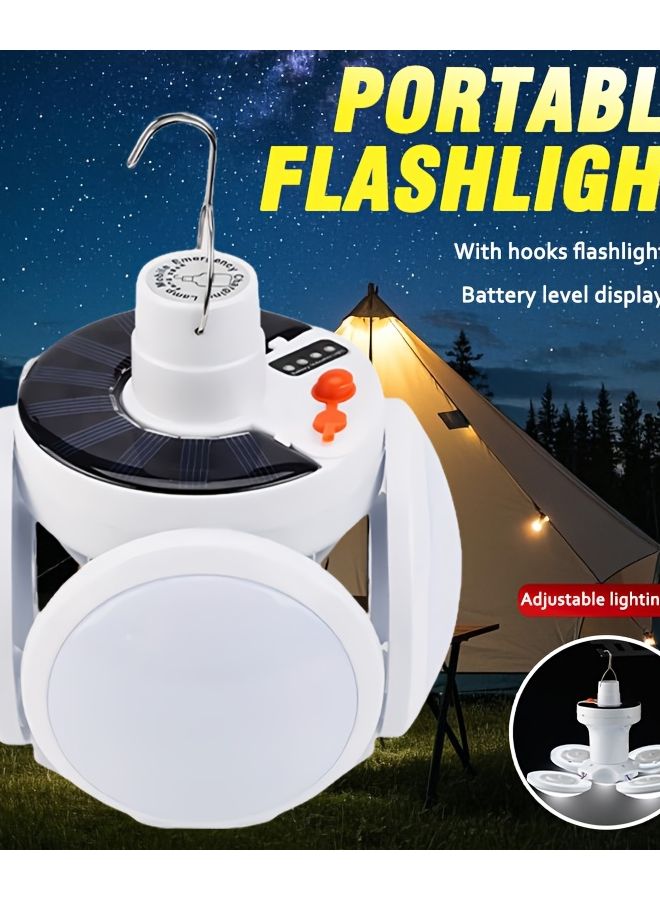 1pc Solar Camping Flashlight Portable Lamp 650 Lumens USB C Rechargeable - Image 2