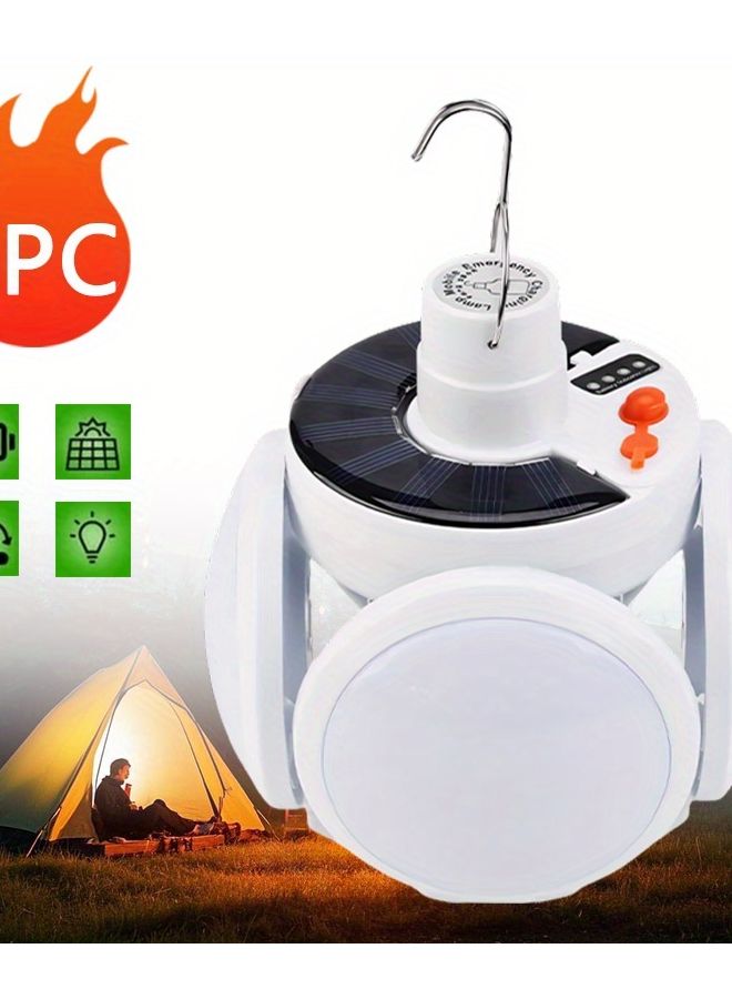 1pc Solar Camping Flashlight Portable Lamp 650 Lumens USB C Rechargeable - Image 1