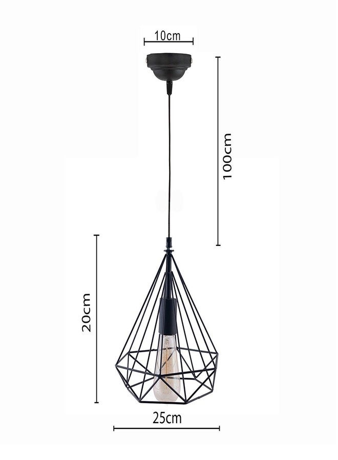 VILRO E 27 Diamond Cluster Pendant Light, Home Decor Items, Hanging Ceiling Decorative Chandelier Home, Living Room, Indoor Outdoor Jhumar Lighing, 40 Watts, Black(Pack of 1) - Image 2