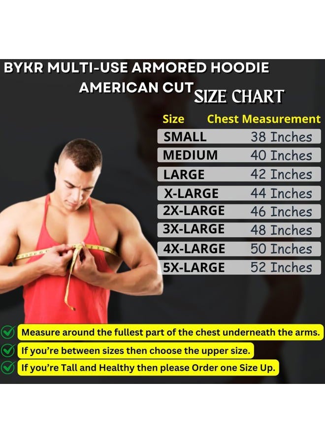 BYKR Motorcycle Hoodie for Men & Women Biker Motorcycle Jackets Breathable Motorbike Riding Sweatshirt All Weather CE Armored (Black,L), Large - Image 4